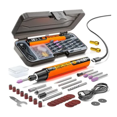 Produktbild von 16000 U/min Digitaler elektrischer Mini-Bohrer Akku-Rotationswerkzeug mit LED-Licht Handgravurstift DIY-Set für Schmuck Metallpolitur