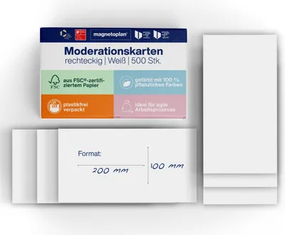 Produktbild von Magnetoplan Moderationskarten weiß 200x100mm 500St