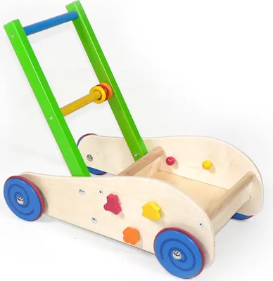 Produktbild von Holzspielzeug Lauflernwagen mit bunten Elementen BxLxH 490x300x430mm NEU
