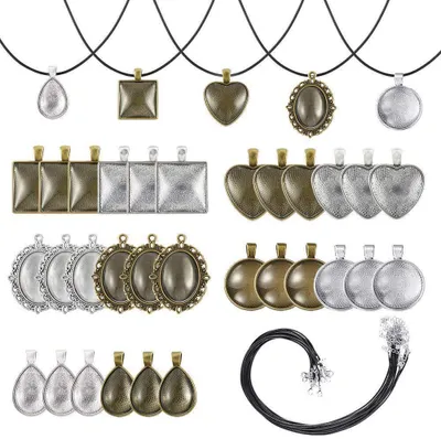 Schmuck-Bastelset, 75-tlg., Anhänger, Glascabochons, Ketten