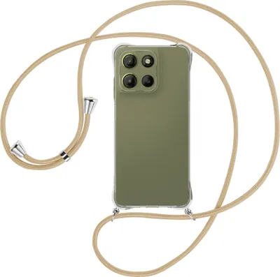 Produktbild von Handykette Backcover-Schutzhülle mit Band (Metall silberfarben) für Motorola Moto G15 - caramel