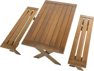 Zdjęcie produktu dla Solidny drewniany zestaw ogrodowy Elegancki stół ogrodowy 2x ławki