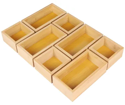 Obrázek produktu pro Sada 8 organizérů z bambusu do zásuvek pro kosmetiku a kuchyňské potřeby