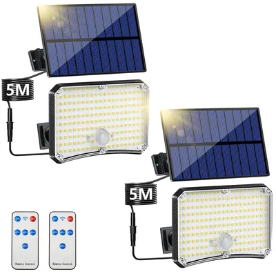 Solar-Wandleuchte mit Bewegungsmelder, 2er Set, LED, IP65, schwarz