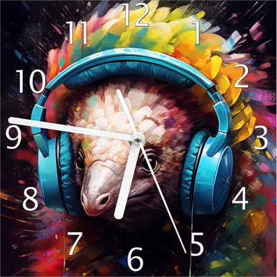 Produktbild von Wallario Design Wanduhr Musikalisches Schuppentier aus Echtglas, Größe 20 x 20 cm