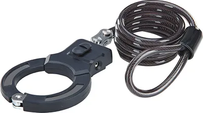 Produktbild von PROPHETE Handschellenschloss mit Spiralkabel – 120 cm Länge, Ø 10 mm, Sicherheitsstufe 4, Inkl. LED-Schlüssel & Halterung für E-Scooter