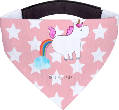 Produktbild von Mr. & Mrs. Panda Hunde Halstuch Einhorn Pupsen - Rot Pastell - Geschenk, Unicorn, Glitzer, Für, Hund, Regenbogen, Pups, Tuch, Freundin