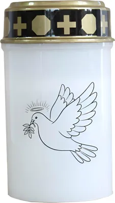 Produktbild von LED Grablicht Weiß mit Batterien – Grabkerze LED, wetterfeste Grableuchte Ewiges Licht mit Motiv Taube für Friedhof & Gedenkstätte
