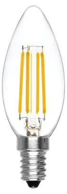 Obrázek produktu pro LED žárovka Alcapower C35 s vláknem, čirá, E14, 6 W, 810 lm, 3000 K, teplá bílá – energetická třída D, vysoká účinnost a dlouhá životnost