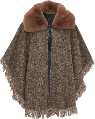 Produktbild von OSHA damen strickponcho - braun, M