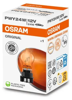 Zdjęcie produktu dla Żarówka do kierunkowskazu PWY24W 12 V 24 W WP3.3x14.5 4 OSRAM do różnych samochodów osobowych