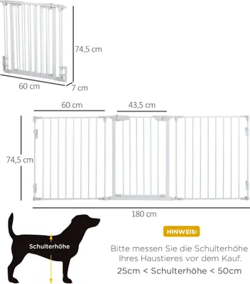 Immagine prodotto di PawHut Barriera di sicurezza per porte - Barriera di contenimento per cani - Barriera per cani a 3 elementi in plastica