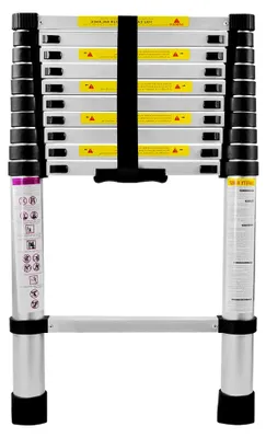 Produktbild von Teleskopleiter 3,2 m Aluminium Ausziehleiter Mehrzweckleiter, 11 Sprossen - 81 cm bis 3,20 m Anlegeleiter, 150 kg Tragfähigkeit