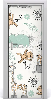 Produktbild von Tulup Türaufkleber 75x205 cm Dekorative Aufkleber Selbstklebend Wasserdichte Tapete Abnehmbar Schlafzimmer Wohnzimmer Wohnkultur - afrikanische Tiere