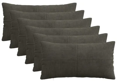 Image de Housse de coussin vidaXL, lot de 6, modèle ALMELO, anthracite, 40 x 80 cm, matière : cord
