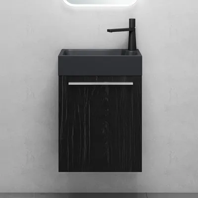 Produktbild von Mai & Mai Badmöbelset Badezimmermöbel Waschbeckenunterschrank in Schwarz Strukturiert und Waschbecken Anthrazit matt BxTxH 46x26x63cm Pisa