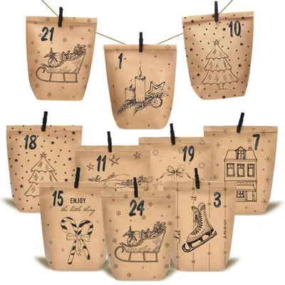 Adventskalender, Kraftpapier-Tüten zum Selbstbasteln