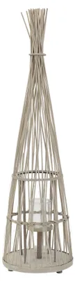Produktbild von ECD Germany Bambus Laterne Windlicht H:110cm Gartenlaterne mit LED-Lichterkette & Glaseinsatz Boho Bambuslaterne Kerzenhalter Flechtoptik Deko Laterne
