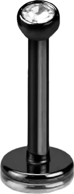 Produktbild von viva-adorno 1 Stück 1,2 x 6 x 2mm Lippenpiercing Piercing Micro Stecker Zirkonia Innengewinde verschiedene Farben und Größen Z399, schwarz
