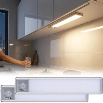 Produktbild von 2er-Set Flache Akku LED-Lichtleiste, 20,5cm mit Bewegungssensor: Kabellos, hell & energiesparend – Perfekt für Schrank, Flur & Küche