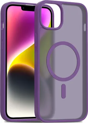 Produktbild von Magnetisch Hülle für iPhone 13 / iPhone 14, Kompatibel mit MagSafe, Transluzente Matt Rückseite Stoßfeste Handyhülle Lila