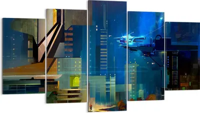 Produktbild von Bild auf Leinwand - Leinwandbild - Fantasie Stadt - 160x85cm - Wand Bild - Wanddeko - Wandbilder - Leinwanddruck - Bilder - Kunstdruck - Wanddekoration - Leinwand bilder - Wandkunst - EA160x85-3890