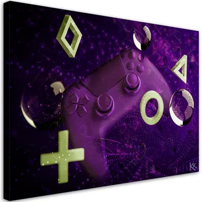 Produktbild von Leinwandbild Spielkonsole 100x70 Feeby Violett bild für die wand bereit zum aufhängen