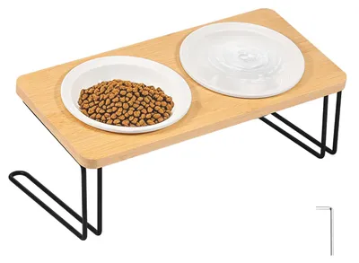 Immagine prodotto di Elzusha - Ciotola rialzata in Vetroceramica per cibo e acqua per gatti