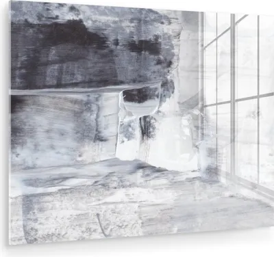Produktbild von MuchoWow Glasbilder - Bilder auf Wandbild - Foto auf Glas Kunst - Farbe - Weiß - Schwarz - Grau 40x30 cm Wanddekoration aus Glas - Acrylglasbild - Acrylbilder - Bild - Malen