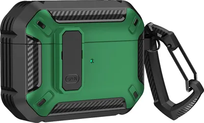 Zdjęcie produktu dla Etui pancerne na Airpods 4 z karabińczykiem - zielone
