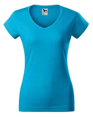 Image de Malfini - T-shirt pour femme, col en V, coupe ajustée PP10151 (S) (turquoise)