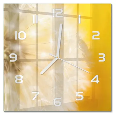 Produktbild von Glas Wanduhr 30x30 cm - Wanduhr - lautlose Wanduhr - ohne Ticken - geräuschloses Uhrwerk - schleichende Zeiger - moderne Uhr - Design Uhr - Wohnzimmer Uhr - Löwenzahn