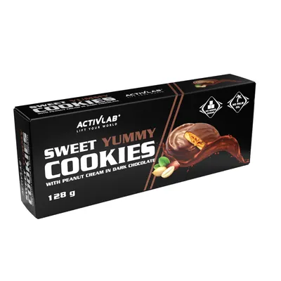 Zdjęcie produktu dla Sweet Yummy Cookies ciastka kakaowe bez cukru z kremem z orzeszków ziemnych Activlab