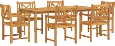 Produktbild von "im Sonderangebot" Garten Essgruppe - elegantes Design - Sitzgruppe/Tisch+ Stuhl - 7 pcs Braun Massivholz Akazie - Terassenmöbel DEMöbel796090