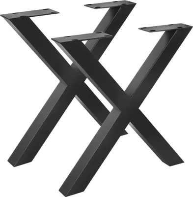 Produktbild von Tischgestell 2er Set Roheisen lackiert & zerlegt 70x10x74 cm schwarz X-Gestell