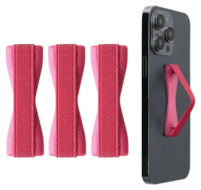 Produktbild von kwmobile Smartphone Fingerhalter 3er Set, Handy Halter Griff - Halterung für verbesserte Einhandbedienung, Fingerband Handyhalter in Metallic Pink