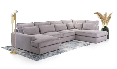 Image de AX LIVING Canapé en U gris Calvello Canapé d'angle en U Salon 398 cm D