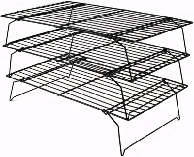 Produktbild von Kuchenrost – Set mit 3 Stück – 40 x 25 x 6,6 cm – Edelstahl – Schwarz – Kuchenrost zum Backen