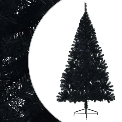Image de vidaXL Semi-sapin de Noël artificiel avec support Noir 240 cm PVC