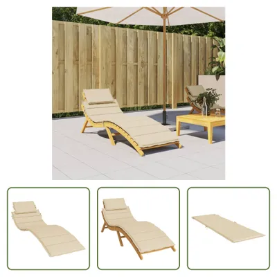 Immagine prodotto di The Living Store Cuscino per sdraio Beige 186x58x3 cm Tessuto Oxford