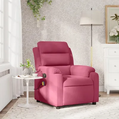 Image de Fauteuil - Fauteuil de relaxation - Fauteuil confortable - Réglable manuellement - Rouge vin - Revêtement velouté