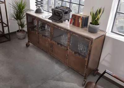Produktbild von MASSIVMOEBEL24 Sideboard Mango 180x40x90 braun lackiert HEAVY INDUSTRY #215