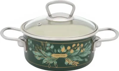Produktbild von Stielkasserolle 1,5 l, Glasdeckel, Golden Times Metalac Emaille/16 cm/1,5 l