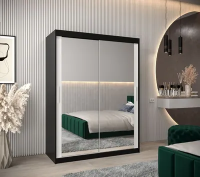 Produktbild von Schwebetürenschrank mit einer Breite von 150 cm TIMEA 3 – Schwarz/Weiß