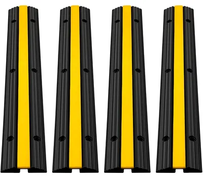 Productafbeelding van VEVOR 4 stuks, kabelbescherming, 1-kanaals, voor auto's en vrachtwagens, overrijdbare kabelbescherming, kabelbeschermingsrail