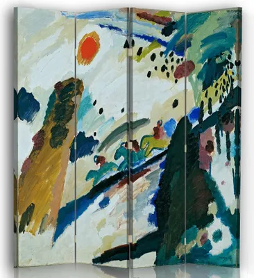 Produktbild von Paravent - Raumteiler Romantische Landschaft - Wassily Kandinsky - Dekorativer Raumtrenner cm. 145x170 (4 x)