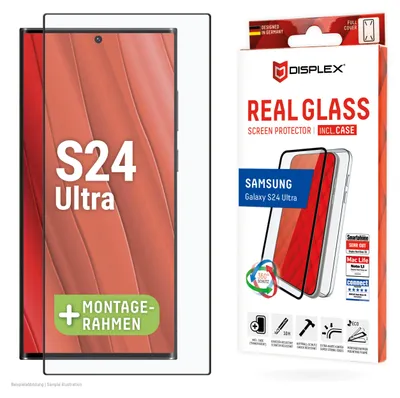 Produktbild von Displex Panzerglas + Schutzhülle für Samsung Galaxy S24 Ultra, Eco-Montagerahmen, Full Cover, Samsung, Galaxy S24 Ultra, Trockene Anwendung, Staubresistent, Schlagfest, Kratzresistent, Schockresistent, Transparent, 1 Stück(e)