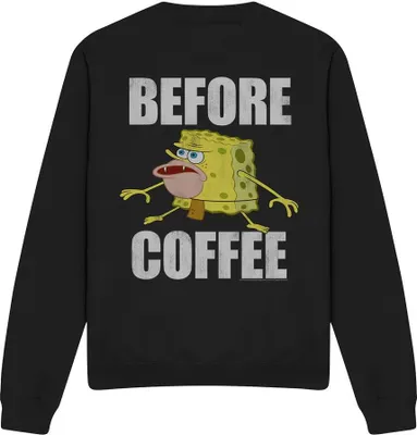 Productafbeelding van SpongeBob SquarePants - "Before Coffee Meme" sweater voor heren/dames, uni, TV12841 (XL) (zwart)