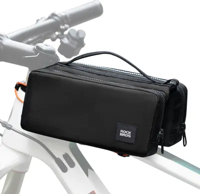 Image de ROCKBROS Sac de cadre 2*1L Sac de rangement du cadre avec bandoulière Sac à bandoulière noir