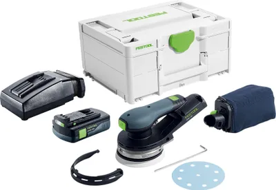 Image de Festool ETSC 2 125-Basic Ponceuse excentrique sans fil 18 V 125 mm Brushless + 1x batterie 3,0 Ah + chargeur + Systainer
